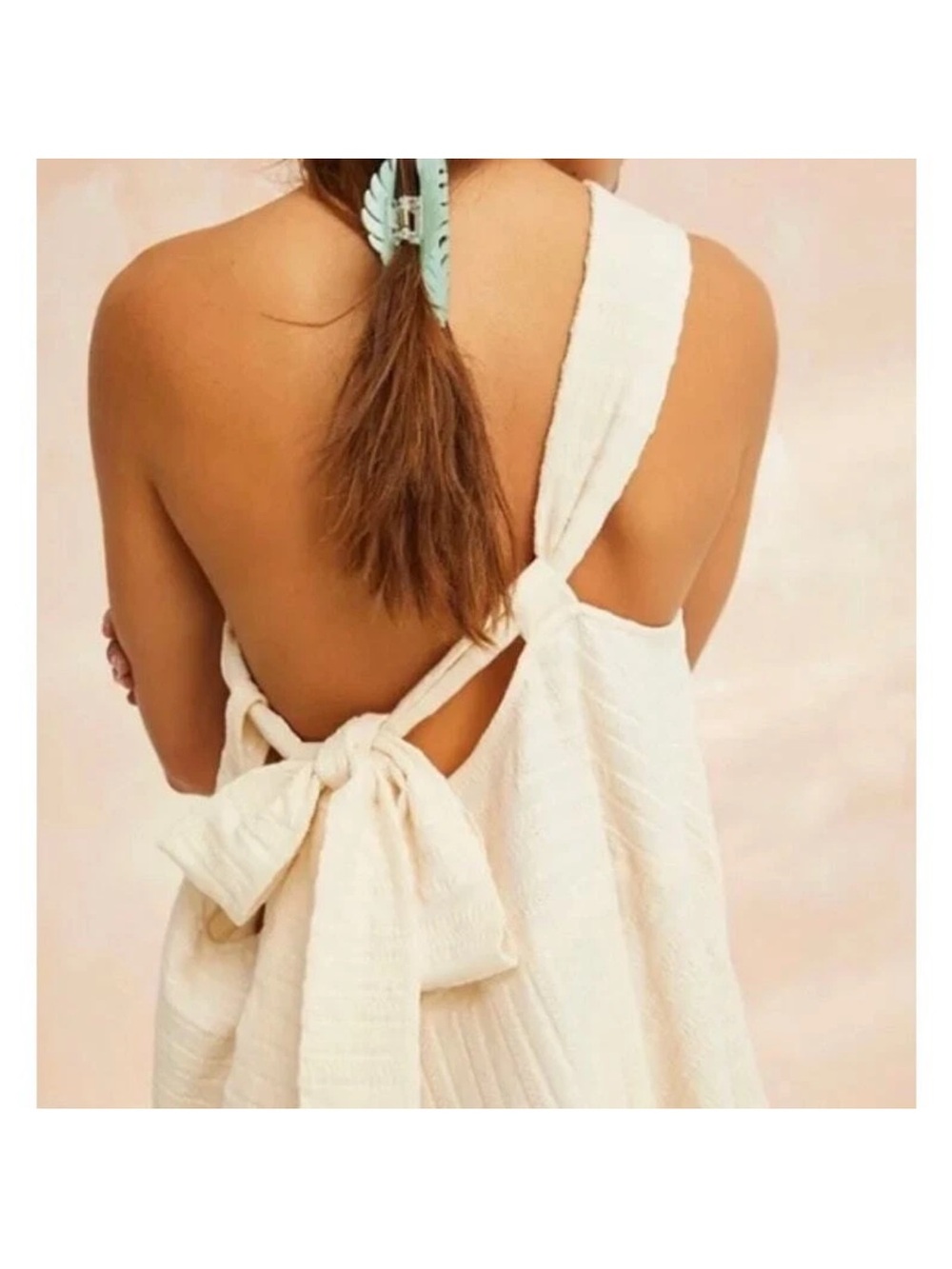 Free People Beach Dress Women M Shay Convertible Mini Ivory Coastal Casual - Picture 11 of 11